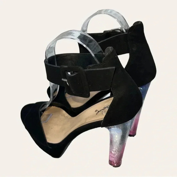Qupid PLATFORM HEELS OMBRE COLORS HEELS BLACK VELVET SIZE 8 ANKLE STRAP‎ - Picture 6 of 10